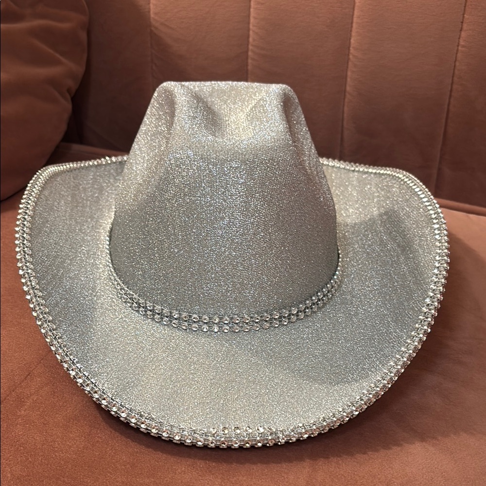 Silver Glitter Cowboy Hat